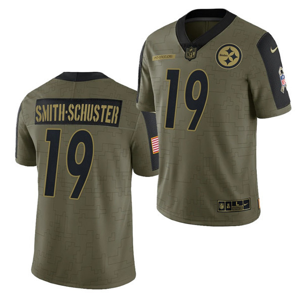 Men's Pittsburgh Steelers #19 JuJu Smith-Schuster 2021 Olive Salute To Service Limited Stitched
